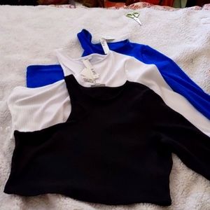 Blue,white,black  shoulder   tummy tank